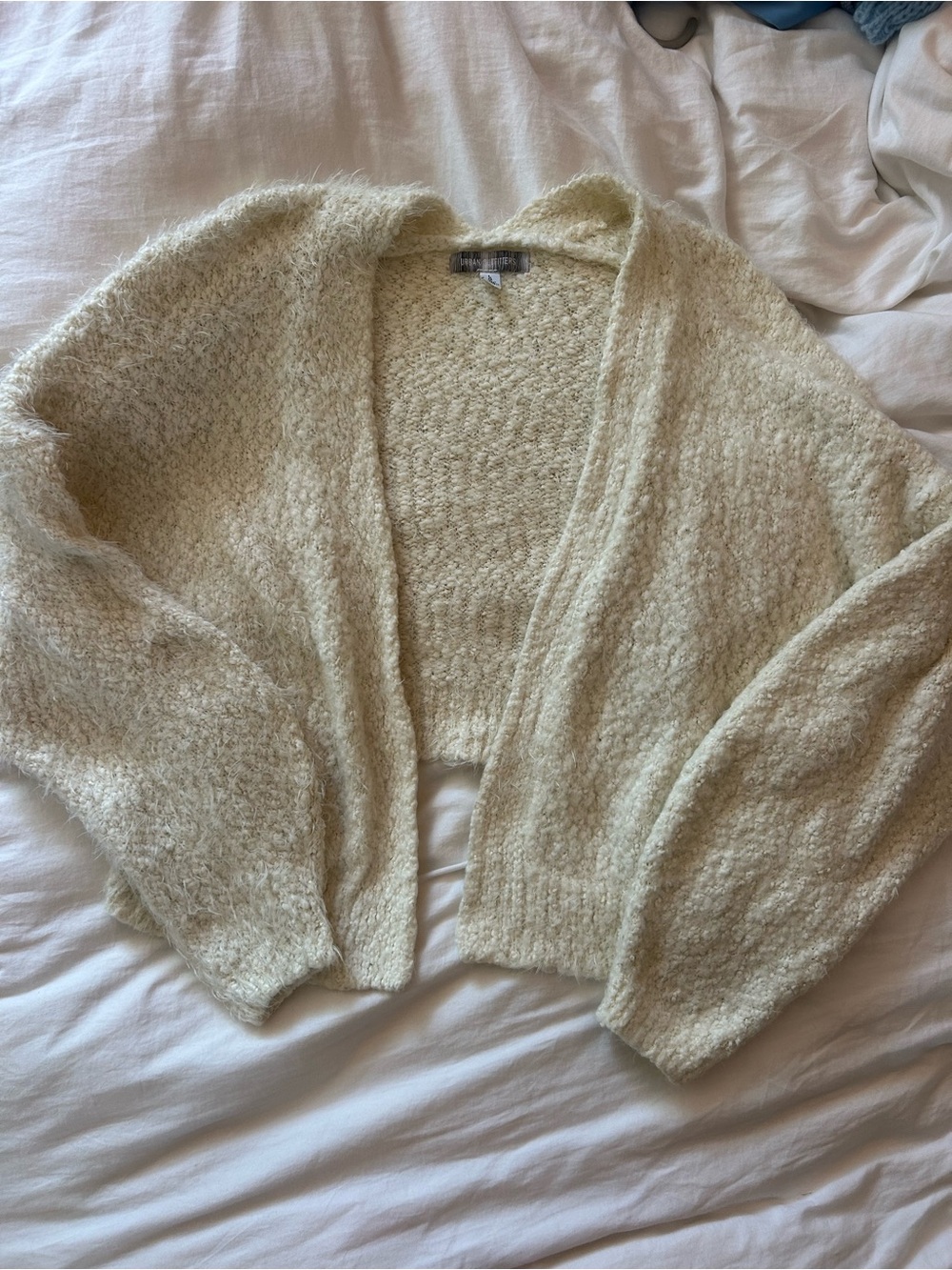 Urban Outfitters Cream Open-Front Knit Cardigan